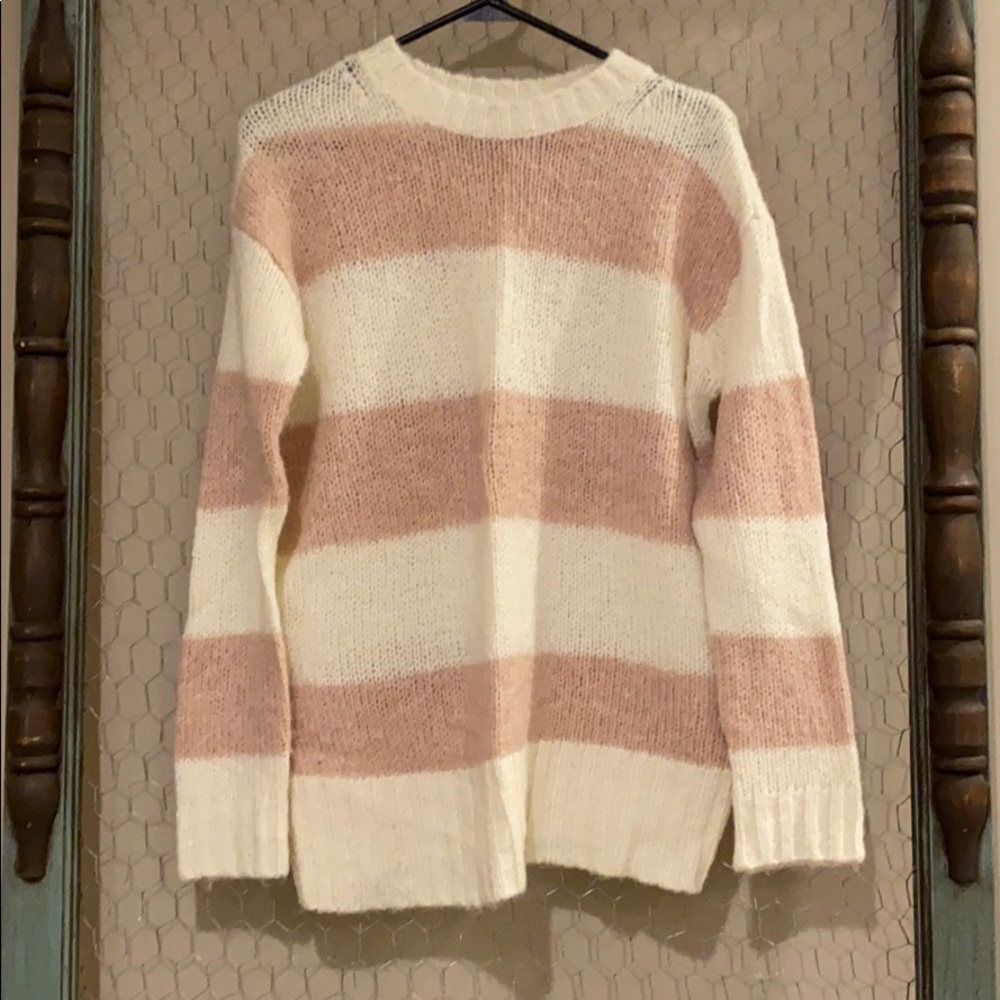 White and pink striped sweater!